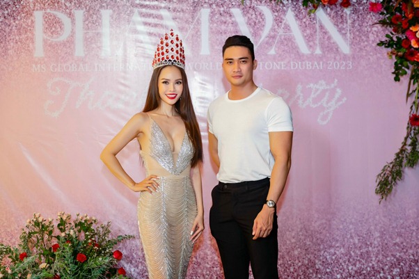 Lương Gia Huy, Quỳnh Thư chúc mừng Hồng Vân đăng quang Hoa hậu Quý bà Thế giới Milestone 2023